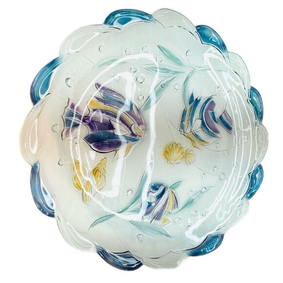 XL 15" Mikasa Glass Serving Platter Round "Savoir Vivre Key Largo" Pattern Japan - Picture 2 of 15